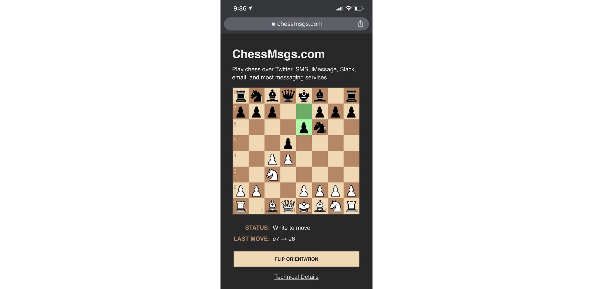 screenshot of chessmsgs.com